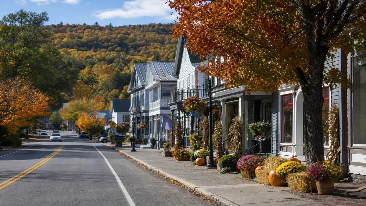 Mountain Towns autumn travel guide illustration