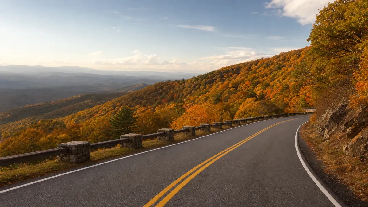 Scenic Drives autumn travel guide illustration